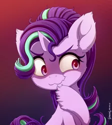 Size: 2160x2400 | Tagged: safe, artist:symbianl, derpibooru import, starlight glimmer, pony, unicorn, :3, cheek fluff, ear fluff, evil grin, glowing eyes, grin, high res, image, leg fluff, neck fluff, png, red eyes take warning, sinister, smiling, solo