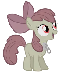 Size: 960x1200 | Tagged: safe, artist:plinko, derpibooru import, edit, apple bloom, oc, oc:apfelblüte, earth pony, pony, bow, chains, female, filly, hair bow, image, png, smiling