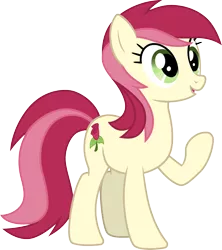 Size: 3000x3373 | Tagged: safe, artist:cloudyglow, derpibooru import, roseluck, earth pony, pony, .ai available, absurd resolution, female, image, mare, open mouth, png, raised hoof, recolor, simple background, smiling, solo, transparent background, vector