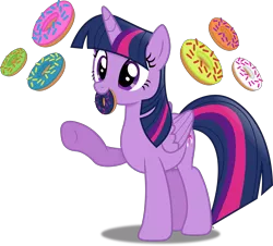 Size: 4488x4049 | Tagged: safe, artist:anime-equestria, derpibooru import, twilight sparkle, twilight sparkle (alicorn), alicorn, pony, cute, donut, female, food, horn, image, mare, mouth hold, png, simple background, solo, transparent background, twiabetes, vector, wings