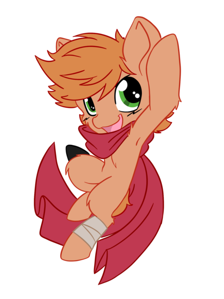 Size: 1536x2048 | Tagged: safe, artist:steelsoul, derpibooru import, oc, oc:himmel, pony, derpibooru community collaboration, 2021 community collab, armpits, bandage, clothes, colt, gloves, image, jumping, male, png, scarf, simple background, solo, transparent background