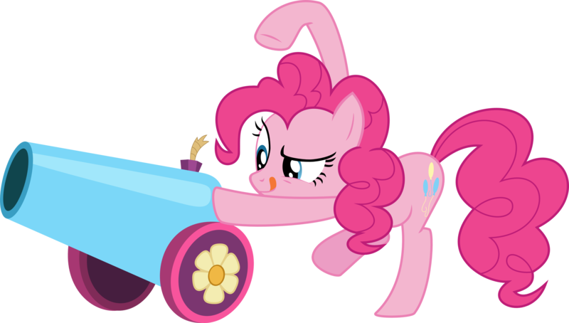 Size: 3251x1844 | Tagged: safe, artist:dash-o-salt, derpibooru import, pinkie pie, earth pony, cannon, dreamworks face, image, newbie artist training grounds, party cannon, png, raised eyebrow, simple background, solo, tongue out, transparent background