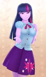 Size: 1280x2153 | Tagged: safe, artist:sunriseauburn, derpibooru import, twilight sparkle, equestria girls, female, hand on shoulder, image, jpeg, solo