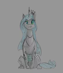 Size: 1200x1400 | Tagged: safe, artist:stray prey, derpibooru import, queen chrysalis, changeling, changeling queen, cute, cutealis, female, gray background, image, png, simple background, sitting, sketch, solo