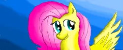 Size: 1051x435 | Tagged: safe, artist:maverickmam, derpibooru import, fluttershy, pegasus, pony, abstract background, bust, cute, female, image, mare, png, shyabetes, solo