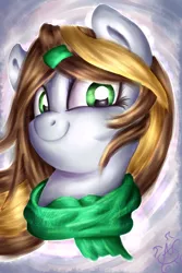 Size: 2000x3000 | Tagged: safe, artist:aquaticsun, derpibooru import, oc, oc:aurora chiaro, pony, clothes, female, head, image, jpeg, looking at you, looking down, looking down at you, mare, scarf, solo