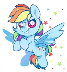 Size: 818x876 | Tagged: safe, artist:yokokinawa, derpibooru import, rainbow dash, pegasus, pony, chibi, female, image, looking at you, mare, png, simple background, solo, stars, white background, wingding eyes