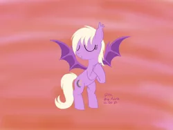 Size: 1280x960 | Tagged: safe, artist:cityflyer502, derpibooru import, oc, oc:pinkfull night, unofficial characters only, bat pony, pony, bat pony oc, bat wings, fangs, female, flying, hooves to the chest, image, jpeg, solo, sunset, teenager, wings