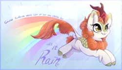 Size: 1866x1080 | Tagged: safe, artist:bloody-pink, derpibooru import, autumn blaze, kirin, sounds of silence, a kirin tale, image, lyrics, png, rainbow, solo, text