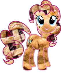 Size: 5000x5917 | Tagged: safe, derpibooru import, pinkie pie, earth pony, pony, absurd resolution, derpibooru exclusive, female, food, grin, image, literal, looking at you, mare, pie, pinkie pie (form), png, pun, simple background, smiling, solo, transparent background, visual pun, wat