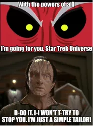 Size: 1052x1420 | Tagged: safe, derpibooru import, screencap, lord tirek, cardassian, deep space nine, elim garak, exploitable meme, humanoid, image, meme, meta, png, star trek, star trek: deep space nine, tirek is doomed, tirek vs everyone meme