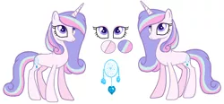 Size: 2026x938 | Tagged: safe, artist:venomous-cookietwt, derpibooru import, oc, pony, unicorn, female, image, mare, offspring, parent:princess cadance, parent:shining armor, parents:shiningcadance, png, reference sheet, solo