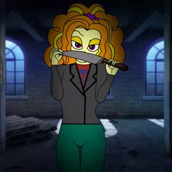 Size: 768x768 | Tagged: semi-grimdark, artist:felix lynn, derpibooru import, adagio dazzle, equestria girls, image, jpeg, kitchen knife, knife, serial killer