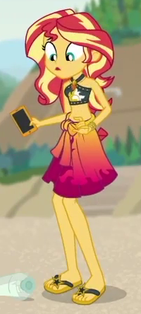 Size: 200x444 | Tagged: safe, derpibooru import, screencap, sunset shimmer, equestria girls, equestria girls series, x marks the spot, clothes, cropped, geode of empathy, image, magical geodes, png, sarong, sleeveless, solo, swimsuit