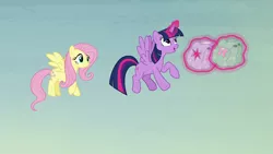 Size: 1920x1080 | Tagged: safe, derpibooru import, screencap, fluttershy, twilight sparkle, twilight sparkle (alicorn), alicorn, pegasus, pony, the hooffields and mccolts, bag, duo, duo female, female, image, magic, mare, png, saddle bag, telekinesis