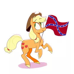 Size: 1064x1065 | Tagged: safe, artist:cassettepunk, edit, editor:edits of hate, unauthorized edit, earth pony, pony, applejack's hat, confederate flag, cowboy hat, hat, image, png, pride, pride flag, rearing, shadow, simple background, solo, white background