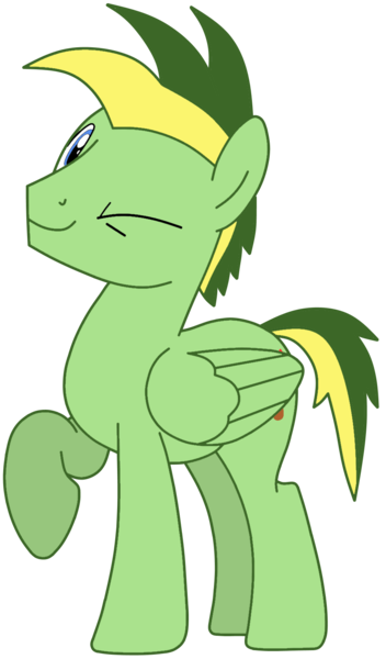 Size: 931x1586 | Tagged: safe, artist:didgereethebrony, artist:pegasski, derpibooru import, oc, oc:didgeree, pegasus, pony, base used, image, looking at you, one eye closed, png, simple background, solo, trace, transparent background, wink