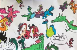 Size: 640x414 | Tagged: safe, artist:walkerstar, derpibooru import, smolder, spike, dragon, eastern dragon, american dragon jake long, cassie (dragontales), chinese dragon, cuphead, devon and cornwall, disney, don bluth, dragoness, dragon's lair, dragon tales, dreamworks, elliott, falkor, female, grim matchstick, haku, image, jpeg, male, maleficent, marker drawing, mulan, mushu, ord, pete's dragon, quest for camelot, robert munsch, shrek, simple background, singe, sleeping beauty, spirited away, studio ghibli, teenaged dragon, teenager, the legend of zelda, the legend of zelda: ocarina of time, the legend of zelda: the wind waker, the neverending story, the paper bag princess, the reluctant dragon, traditional art, valoo, volvagia, wall of tags, wheezie, white background, winged spike, zak, zak and wheezie