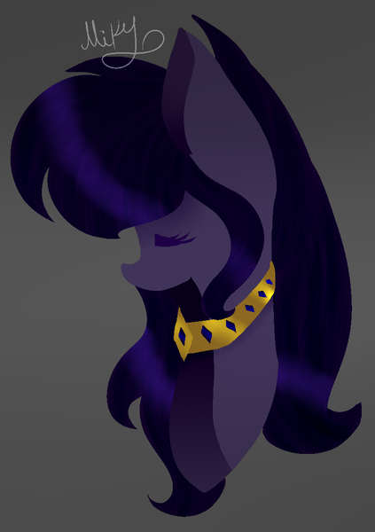 Size: 816x1158 | Tagged: safe, artist:thecommandermiky, derpibooru import, collar, dark background, dark purple, gradient mane, image, old art, png