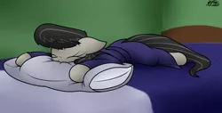 Size: 1804x917 | Tagged: safe, artist:the-furry-railfan, derpibooru import, octavia melody, earth pony, bathrobe, bed, bedroom, clothes, comfy, eyes closed, image, pillow, png, robe, sleeping, solo