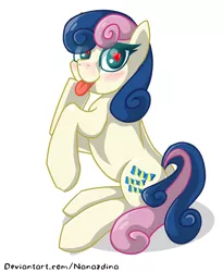 Size: 1094x1336 | Tagged: safe, artist:nanazdina, derpibooru import, part of a set, bon bon, sweetie drops, earth pony, pony, :p, adorabon, blushing, candy, cute, cutie mark, food, heart eyes, image, lineart, png, shading, simple background, sitting, solo, tongue out, white background, wingding eyes