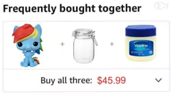 Size: 1926x1080 | Tagged: suggestive, derpibooru import, edit, rainbow dash, amazon.com, funko pop!, image, implied cum jar, implied masturbation, jar, lewd container meme, meme, png, vaseline