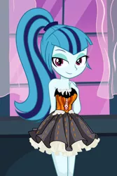 Size: 1280x1920 | Tagged: safe, artist:daarkenn, derpibooru import, sonata dusk, equestria girls, adorasexy, bare shoulders, bedroom eyes, breasts, cleavage, clothes, cute, dress, image, jpeg, looking at you, sexy, sleeveless, solo, sonatabetes, strapless
