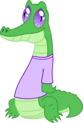 Size: 2015x2977 | Tagged: safe, artist:dash-o-salt, derpibooru import, gummy, alligator, bipedal, clothes, image, looking at you, png, shirt, simple background, slit pupils, smiling, smiling at you, solo, transparent background, t-shirt