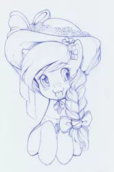 Size: 1060x1595 | Tagged: safe, artist:longinius, derpibooru import, derpy hooves, pegasus, pony, :p, alternate hairstyle, blushing, braid, cameo, choker, cross-eyed, cute, derpabetes, female, flower, flower in hair, hat, image, mare, png, ribbon, solo, sun hat, tongue out