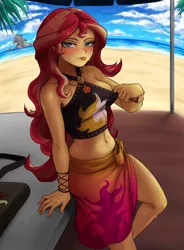 Size: 1610x2185 | Tagged: suggestive, artist:nairdags, derpibooru import, sunset shimmer, equestria girls, equestria girls series, forgotten friendship, :p, adorasexy, beach, bedroom eyes, belly button, big breasts, bikini, blushing, breasts, busty sunset shimmer, clothes, curvy, cute, exposing, female, geode of empathy, image, legs, looking at you, magical geodes, midriff, png, rock horse, sarong, seductive, sexy, shimmerbetes, sky, smiling, stupid sexy sunset shimmer, summer sunset, sunsex shimmer, sweat, swimsuit, teasing, thighs, tongue out, water, wide hips
