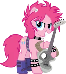 Size: 650x724 | Tagged: safe, artist:jhayarr23, color edit, derpibooru import, edit, editor:soulless pinkamena, vector edit, pinkie pie, colored, electric guitar, guitar, image, metal, musical instrument, pinkamena diane pie, png, punkamena, punkie pie, simple background, solo, transparent background, vector