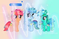 Size: 498x330 | Tagged: safe, artist:lillycloudart, derpibooru import, oc, oc:lily cloud, unofficial characters only, pegasus, pony, abstract background, chest fluff, ear fluff, eyelashes, female, image, jewelry, jpeg, mare, necklace, one eye closed, pegasus oc, raised hoof, smiling, wings, wink