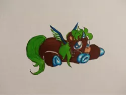 Size: 4160x3120 | Tagged: safe, artist:munstafoal, derpibooru import, oc, unofficial characters only, alicorn, fluffy pony, alicorn oc, fluffy, foal, horn, image, jpeg, solo, traditional art, wings