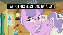 Size: 1280x720 | Tagged: safe, derpibooru import, edit, edited screencap, screencap, diamond tiara, earth pony, pony, crusaders of the lost mark, angry, blatant lies, derail in the comments, donald trump, female, filly, gritted teeth, image, jpeg, op is a duck, op is trying to start shit, politics, solo