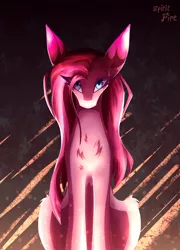 Size: 1800x2500 | Tagged: safe, artist:spirit-fire360, derpibooru import, pinkie pie, earth pony, chest fluff, image, looking at you, pinkamena diane pie, png, sitting