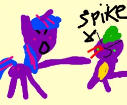 Size: 300x250 | Tagged: safe, derpibooru import, spike, twilight sparkle, dragon, pony, unicorn, 1000 hours in ms paint, abuse, go to sleep garble, image, png, shitposting, slap, spikeabuse, unicorn twilight