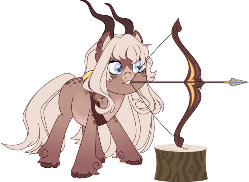 Size: 1024x748 | Tagged: safe, artist:babyroxasman, derpibooru import, oc, oc:terra, deer, antlers, archery, cloven hooves, female, image, png, simple background, solo, transparent background, vector