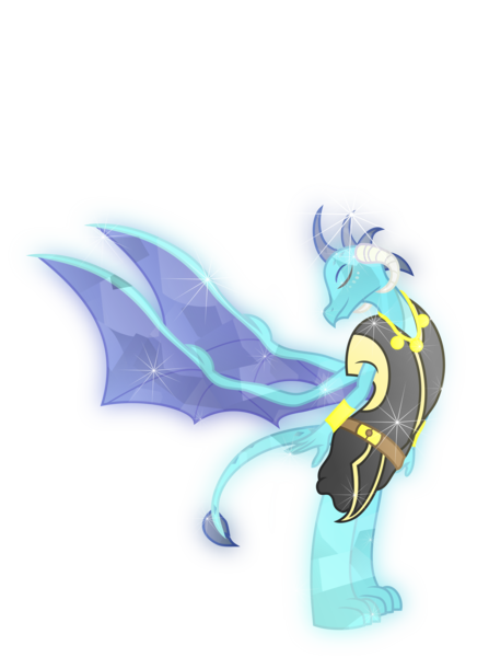 Size: 5858x7870 | Tagged: safe, alternate version, artist:lincolnbrewsterfan, derpibooru import, edit, editor:nc-tv, princess ember, dragon, clothes, cosplay, costume, crystal dragon, crystalline, derpibooru exclusive, dragoness, eyes closed, female, image, mortal kombat, png, simple background, smiling, solo, spread wings, standing, transparent background, wings