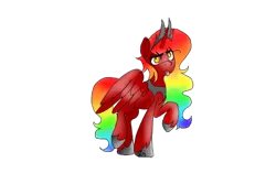 Size: 600x400 | Tagged: safe, artist:triscuit-cafe, derpibooru import, oc, unofficial characters only, alicorn, pony, alicorn oc, hoof shoes, horn, image, multicolored hair, peytral, png, rainbow hair, raised hoof, simple background, solo, transparent background, wings