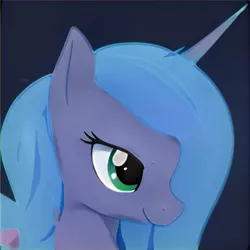 Size: 1024x1024 | Tagged: safe, artist:thisponydoesnotexist, derpibooru import, machine learning generated, princess luna, alicorn, pony, accidentally a canon pony, artificial intelligence, image, jpeg, neural network, not luna, s1 luna, smiling
