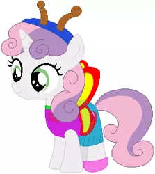 Size: 282x316 | Tagged: safe, artist:selenaede, artist:user15432, derpibooru import, sweetie belle, butterfly, butterfly pony, hybrid, insect, pony, unicorn, antenna, antennae, base used, butterfly wings, clothes, costume, cute, halloween, halloween costume, holiday, image, png, red wings, shoes, wings