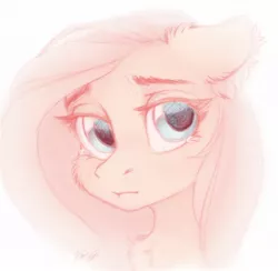 Size: 1200x1171 | Tagged: safe, artist:vird-gi, derpibooru import, fluttershy, pegasus, pony, blushing, bust, cheek fluff, chest fluff, cute, ear fluff, female, floppy ears, image, jpeg, looking at you, mare, portrait, sad, sadorable, solo, teary eyes, three quarter view