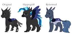 Size: 1512x710 | Tagged: safe, artist:fcrestnymph, derpibooru import, oc, oc:alveolus, changedling, changeling, changepony, classical hippogriff, hippogriff, hybrid, chibi, image, interspecies offspring, offspring, parent:queen chrysalis, parent:shining armor, parents:shining chrysalis, png, simple background, solo, transparent background