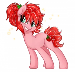 Size: 700x669 | Tagged: safe, artist:alfury, derpibooru import, oc, oc:shimmy, oc:strawberry glaze, unofficial characters only, earth pony, pony, freckles, image, leaning, png, simple background, smiling, smirk, solo, transparent background