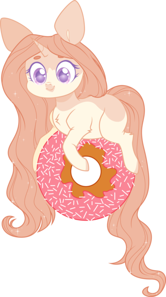 Size: 3821x6817 | Tagged: safe, artist:belka-sempai, derpibooru import, oc, unofficial characters only, pony, unicorn, chubby, donut, food, horn, image, kiriban, long mane, long tail, markings, png, ponies in food, simple background, solo, transparent background, unicorn oc