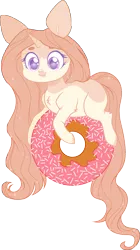 Size: 3821x6817 | Tagged: safe, artist:belka-sempai, derpibooru import, oc, unofficial characters only, pony, unicorn, chubby, donut, food, horn, image, kiriban, long mane, long tail, markings, png, ponies in food, simple background, solo, transparent background, unicorn oc