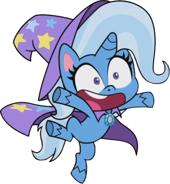 Size: 762x825 | Tagged: safe, derpibooru import, edit, edited screencap, editor:grapefruitface, screencap, trixie, pony, friendship gems, my little pony: pony life, spoiler:pony life s01e12, cape, clothes, happy, hat, image, jumping, not a vector, png, resource, simple background, smiling, solo, transparent background, trixie's cape, trixie's hat