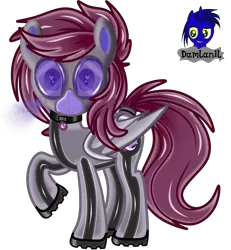 Size: 3840x4154 | Tagged: safe, artist:damlanil, derpibooru import, oc, oc:vesper moon, unofficial characters only, bat pony, pony, boots, clothes, collar, commission, cutie mark collar, gas mask, hazmat pony drone, heart, heart eyes, image, latex, looking at you, mask, png, raised hoof, rubber, rubber drone, shiny, shiny mane, shoes, show accurate, simple background, solo, transformation, transparent background, vector, wingding eyes