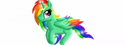 Size: 1051x384 | Tagged: safe, artist:maverickmam, derpibooru import, oc, oc:rainbow dust, unofficial characters only, alicorn, pony, alicorn oc, female, horn, image, jpeg, mare, multicolored hair, rainbow hair, simple background, solo, white background, wings