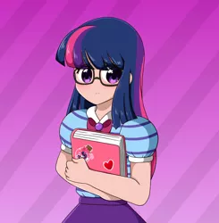 Size: 4012x4096 | Tagged: safe, artist:kittyrosie, derpibooru import, sci-twi, twilight sparkle, equestria girls, blushing, book, cute, glasses, holding hands, human coloration, image, jpeg, solo, sticker, twiabetes